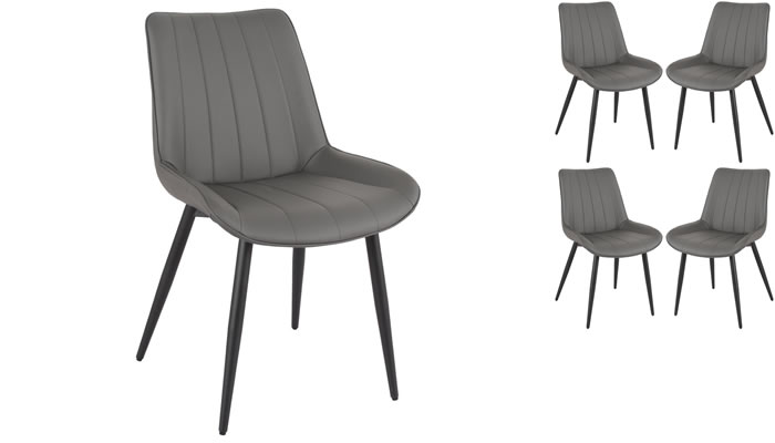 Solo dining chairs with dark grey cover and black powder coated legs